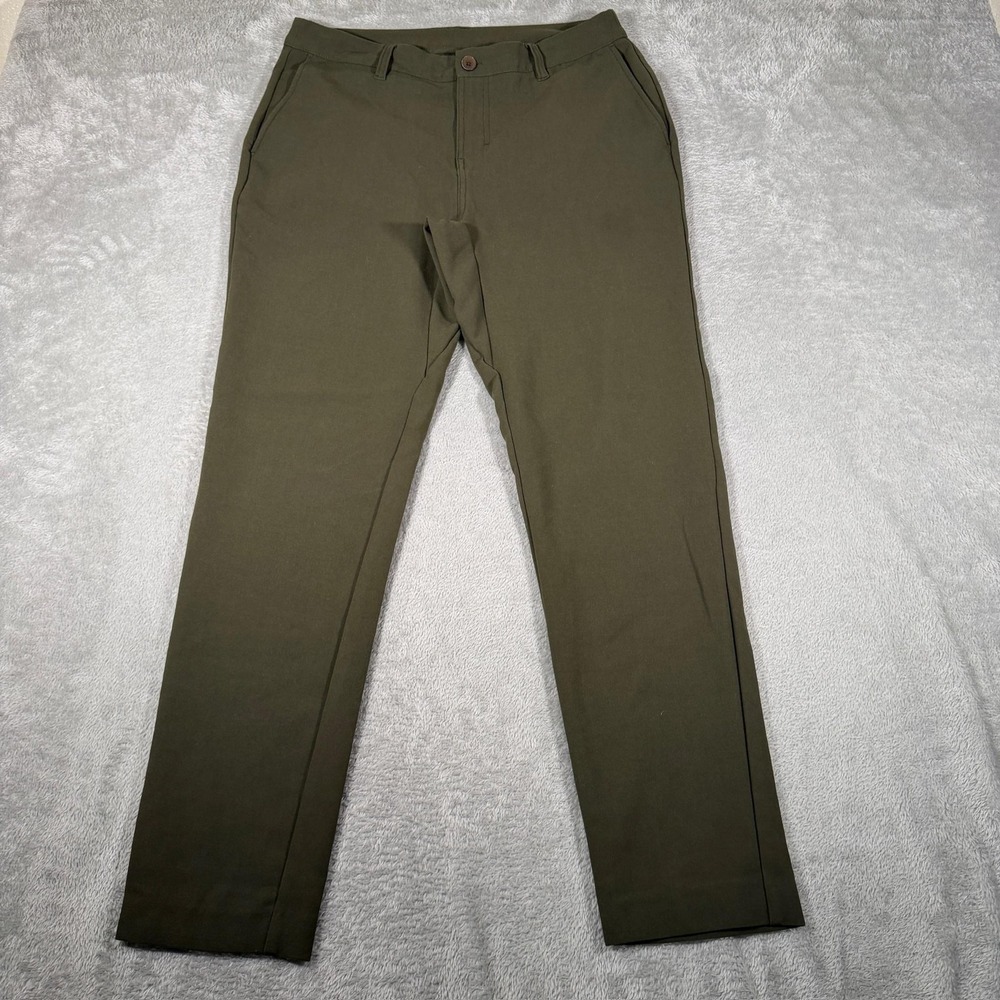 BYLT Premium Basics Executive Pant 2.0 Mens 33 Olive Green Slim Fit Dress Career